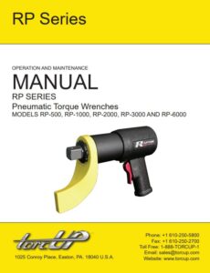 TorcUP RP Series Druckluftschrauber Bedienungsanleitung mit technischen Zeichnungen