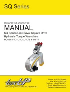 TorcUP SQ Series Hydraulikschrauber Bedienungsanleitung mit technischen Zeichnungen