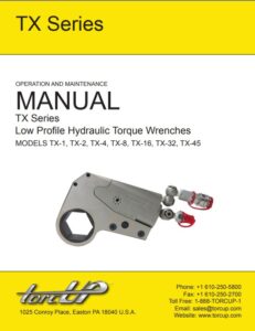 TorcUP TX Hydraulikschrauber Bedienungsanleitung und technische Zeichnungen
