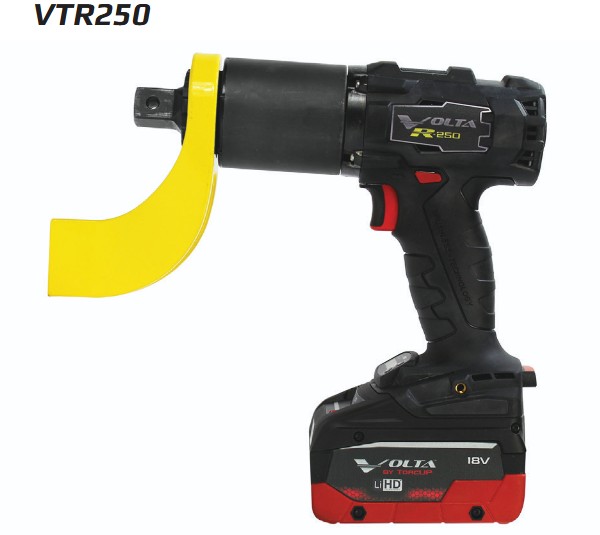 TorcUP VTR-250 Akku Drehmomentschrauber für präzise Industrieverschraubungen bis 340 Nm mit 3/4 Zoll Vierkantantrieb und digitaler Drehmomenteinstellung.